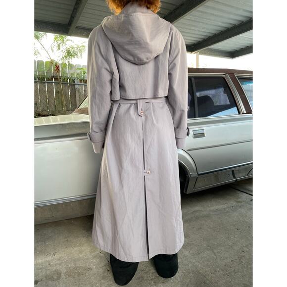 🔥Vintage London Fog USA ACTWU Classic Hooded Belted Trench Coat Floral Lined 10 - Picture 4 of 15